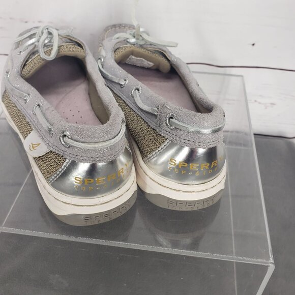 Sperry Top Sider Gray Women's Size 5 Medium Leather Fabric Uppers Boat Shoes - Picture 3 of 12